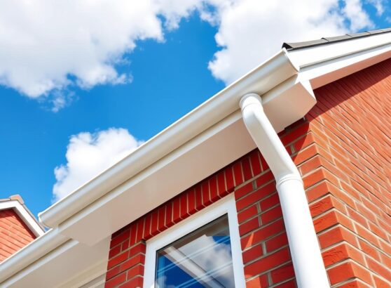 White Seamless Gutters Installed on a roof