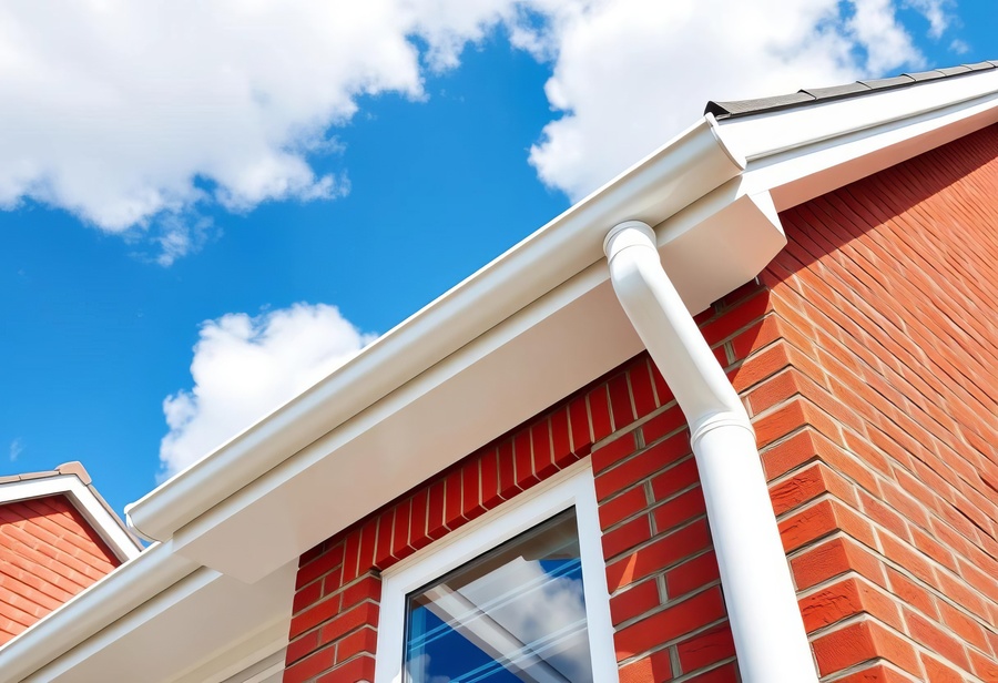 White Seamless Gutters Installed on a roof