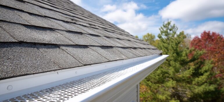 gutter leaf guard system installed on gutters