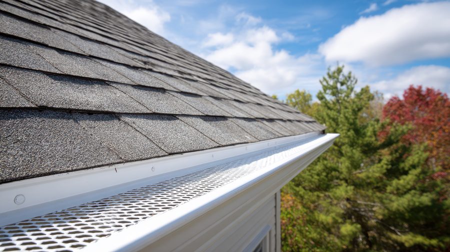 gutter leaf guard system installed on gutters