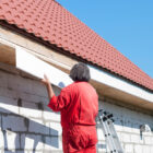 gutter installation on a residential roof