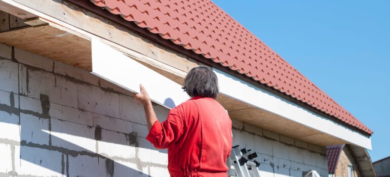 gutter installation on a residential roof