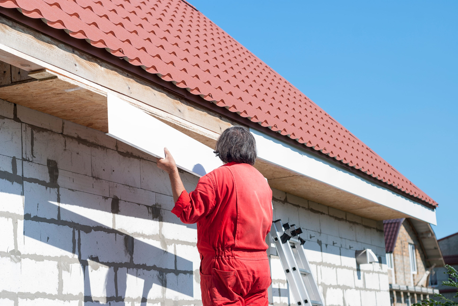 gutter installation on a residential roof