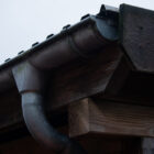 rain gutter pipeline on the roof of a house